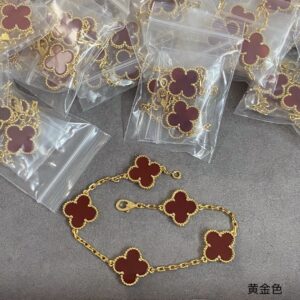 p145 vca fourleaf clover carnelian fiveflower bracelet