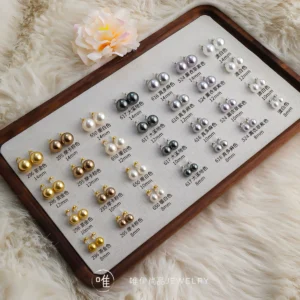 2025 Shijia upgraded version 925 silver Korean strong light crystal pearl earrings simple fashion geometric earrings wholesale