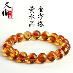 Jiuya Crystal Natural Citrine Pyramid Bead Bracelet Citrine Melaleuca Flower Loose Bead Bracelet Wholesale