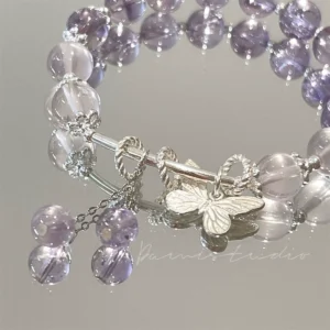 New butterfly transfer bracelet ins niche design imitation amethyst bracelet for girlfriend and best friend