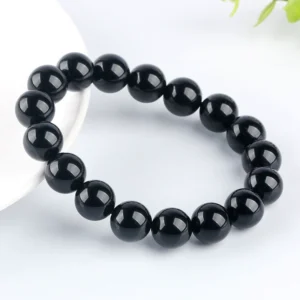 Natural obsidian bracelets highquality black bright antiblocking versatile East China Sea Ketang crystal round jewelry stones wholesale