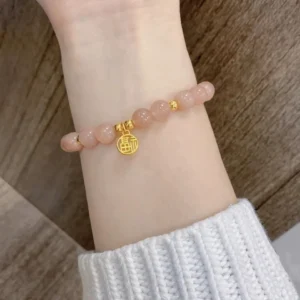 Natural Sunstone Sunstone Crystal Gathered Gold Sand High Quality Niche Original Exquisite Design Fortune Pendant Womens Bracelet