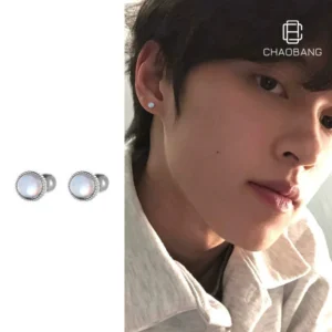 Moonstone earrings for boys niche and handsome mens earrings cold style design highend fashionable and elegant earrings