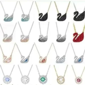 High version of Shijia gradient blue red pink white and black swan necklace for women using Shiqi element crystal smart clavicle chain