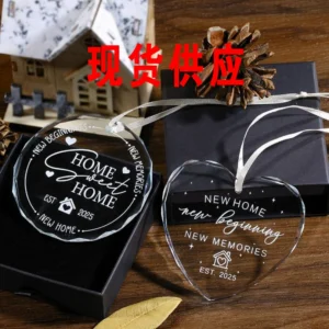 Round heartshaped crystal glass pendant Christmas tree decoration pendant Mothers Day gift for friends and children