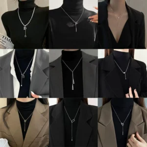 Simple design sweater necklace womens highend long necklace niche temperament double layer sweater chain jewelry wholesale