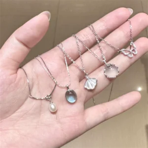 Daily Versatile S925 Sterling Silver Aquamarine Butterfly Necklace Womens NonFading Niche HighQuality Light Luxurious Clavicle Chain New