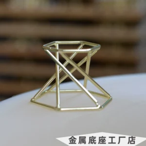 Hexagonal star crystal ball metal display stand round spherical base home office Nordic ornaments raw stone storage rack