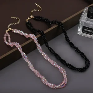 New niche light luxury 2024 black spinel gemstone necklace clavicle chain womens 14K silverplated crystal necklace