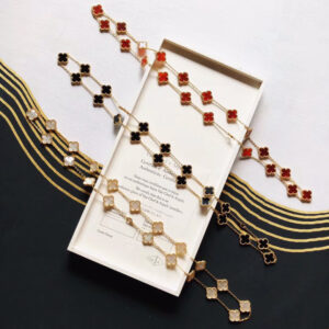 Van Cleef  Arpels CollectionCNC version of gold carnelian twenty flower necklaceCNC version of gold and black agate twenty flower necklaceCNC version of gold white motherofpearl twentyflower necklacePlease note the color when placing an order If you need original packaging please contact customer service