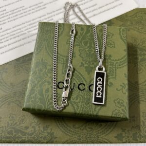 Gucci Gucci tag black enamel necklace length 505CM