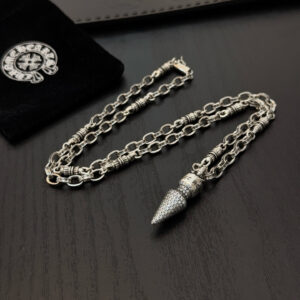 p130 New Quality Come Hearts classic retro necklace full diamond bullet pendant concave and convex shapes different pattern design styles showing a distinctive cross the Scout flower is the symbol so it is more durable Patternmaking Come Hearts distinguishes the ordinary light version in the market Match the version and standard quality Look at the printing details The degree of retro gray oxidation Seiko version   Purely handmade  open mold Trendy and fashionable musthave Can be worn by both men and women Same style for couples Official website original version Rock punk Thai silver style Retro elements Trendy and versatile