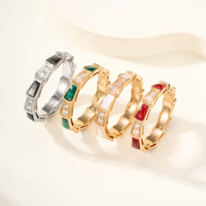 230Narrow version of natural stone diamond snake ring size 5678 US