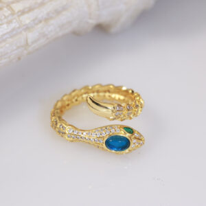 P45 ring925035LGARI sapphire snake ring Capturing the allure allure and alluring sensuality of the Serpenti ring in an enchanting design that pays homage to its spirit animal Serpenti highend jewelry ring made of subtly gold and electroplated with 18k gold one size fits all with opening